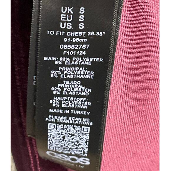 ASOS Velvet Pullover Top Shirt Long Sleeve Shirt Top Burgundy Wine sz Small - Picture 5 of 12